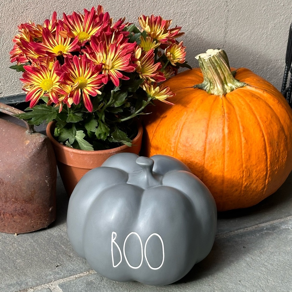 Rae Dunn Grey “BOO” Pumpkin. In Like New Condition.